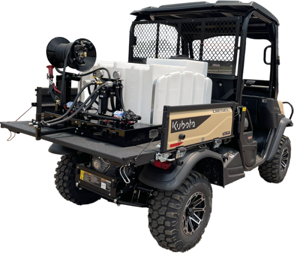 Benco Farm Pro 80 Gallon sprayer in a Kubota RTV-X Series side-by-side UTV.