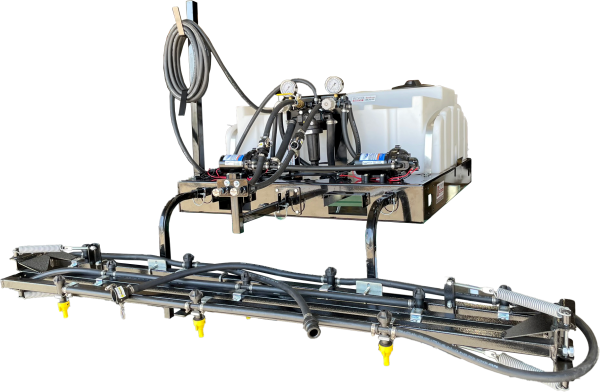 18' BENCO boom on 50 gallon Low Profile Sprayer folds up for easy transport and storage