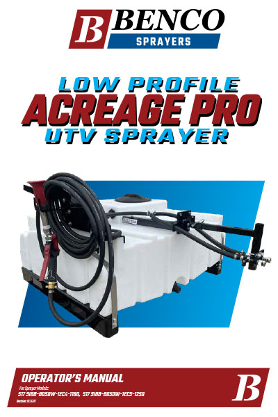 BENCO Sprayers - Acreage Pro Operator's Manual cover