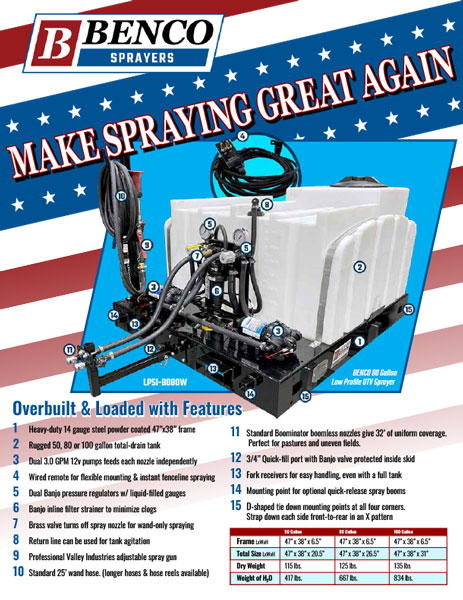 Benco's Farm Pro Pricing Brochure cover - Make Spraying Great Again with BENCO!