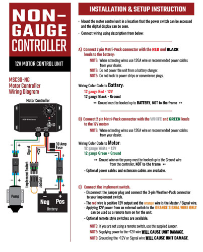 BENCO MSC30-NG Motor Controller Installation Guide