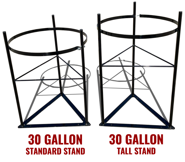 30 gallon cone-bottom inductor standard height & tall stands from BENCO Manufacturing